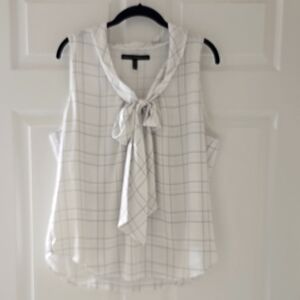 WHBM White Plaid Sleeveless Blouse